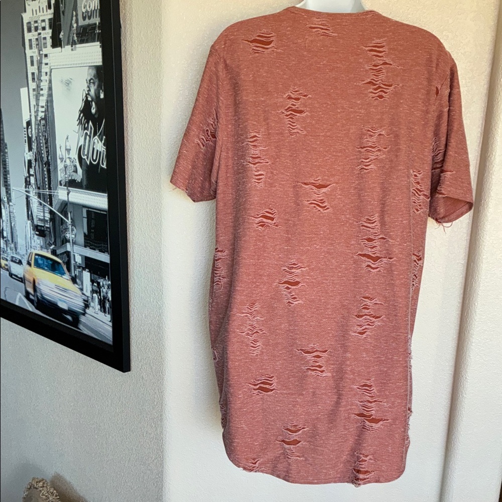 JACKSON T-Shirt, Distressed, short sleeve, shirt tail hem, rusty orange. M - Picture 6 of 13